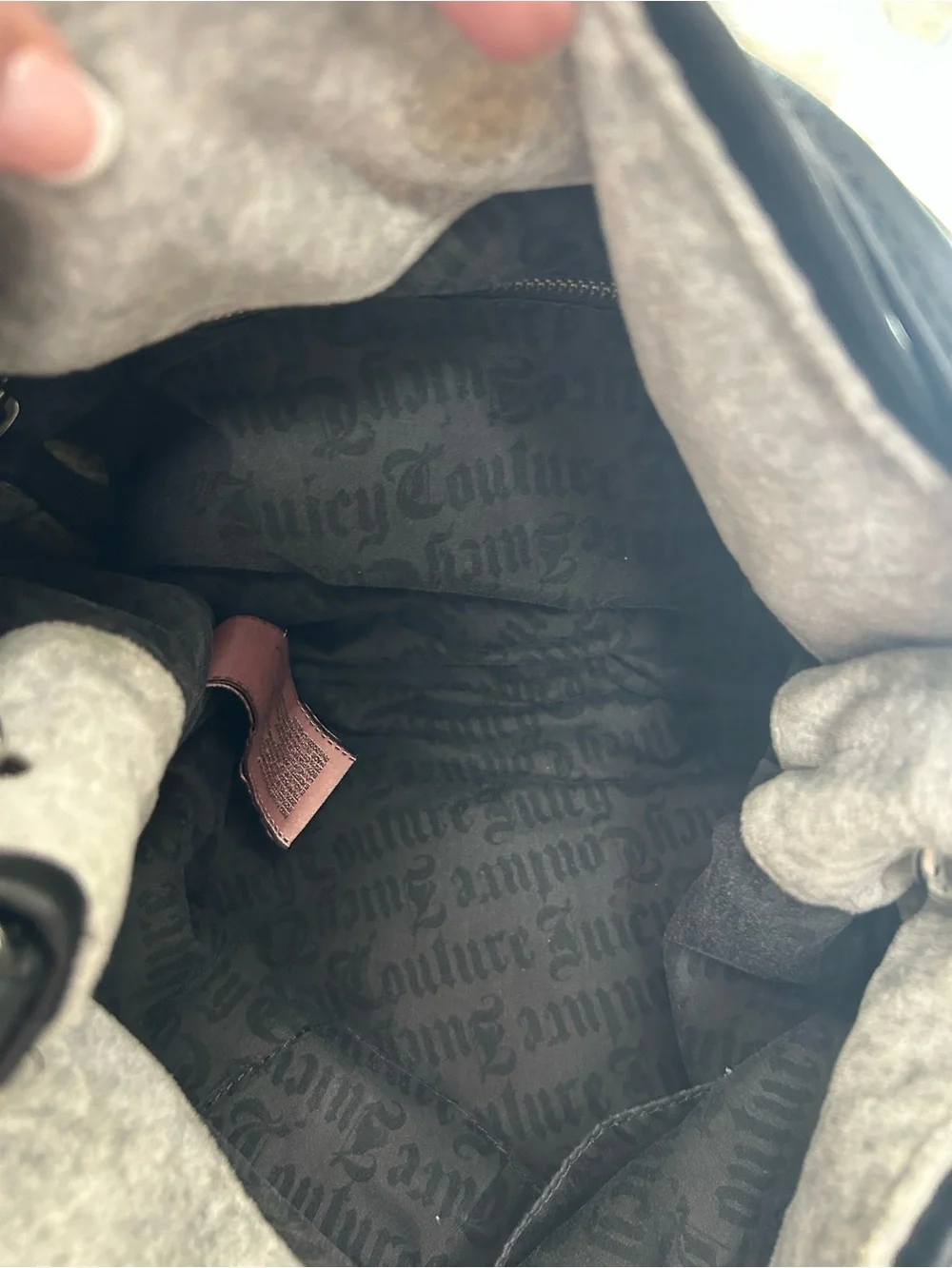 Y2K Vintage 2010 Juicy Couture Gray Velour Large Hobo Bag Darling Of Couture